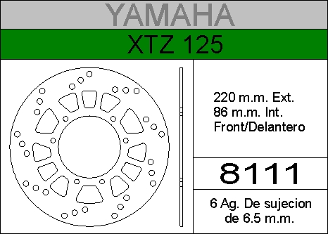 DISCO FRENO YAMAHA 125 XTZ......HIERRO.DEL..HD8111