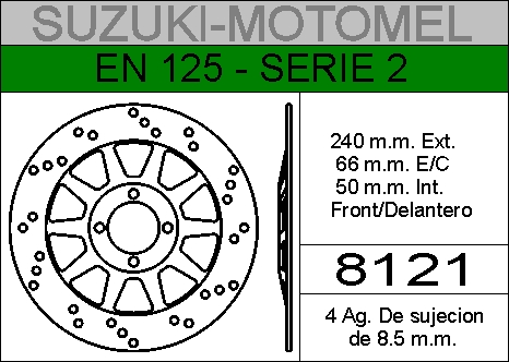 DISCO FRENO SUZUKI 125 EN/MOTOMEL SERIE 2...HD8121