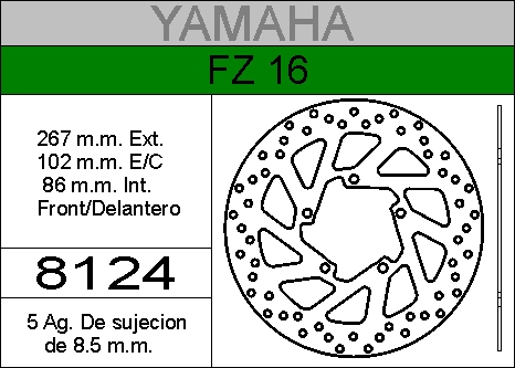 DISCO FRENO YAMAHA 150 FZ16.....HIERRO.DEL..HD8124