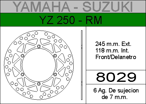 DISCO FRENO YAMAHA 250 YZ/RM....HIERRO.TRAS.HD8029